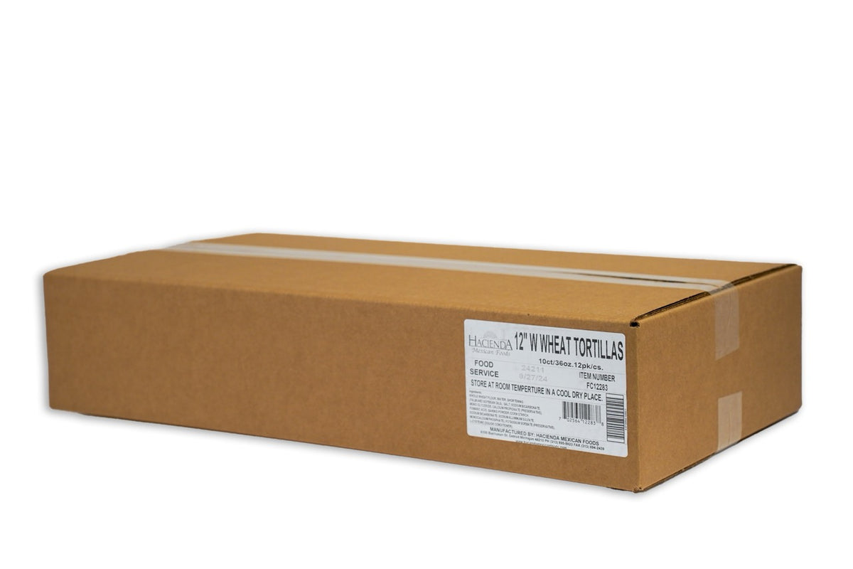 Tortillas de trigo integral auténticas de 12 pulgadas de Hacienda, 10 unidades - Caja de 12