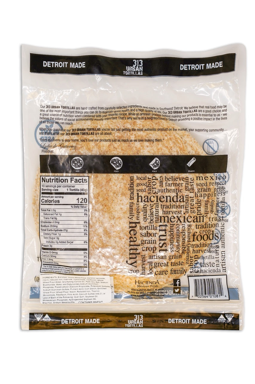 313 Urban Whole Wheat Burrito Tortillas, 8 inch - 10ct, 1 pack