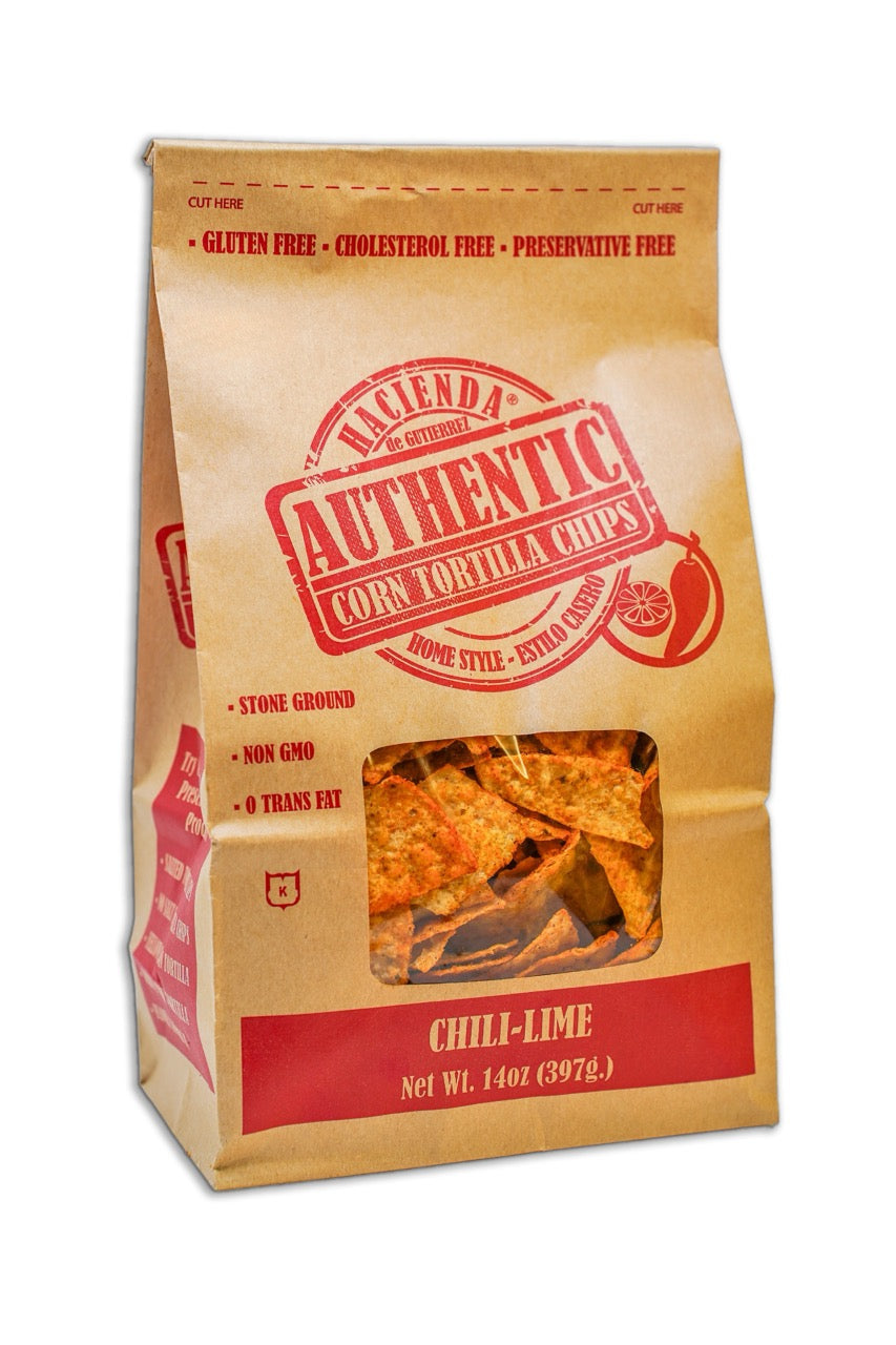 Authentic Corn Tortilla Chips, Chili Lime 14oz - 6 Bags