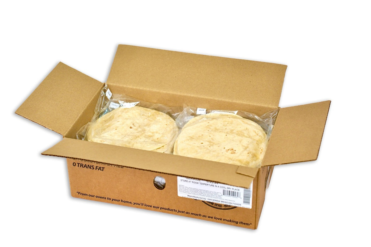 Tortillas de harina auténticas de 8 pulgadas de Hacienda, 10 unidades (caja de 12) 